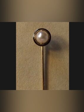 Antique Vintage 14K Gold & Pearl Deco Stick Pin